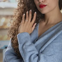 Bague Solitaire Accompagné Aramis Or Blanc Diamant Synthétique