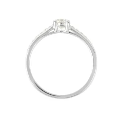 Bague Solitaire Accompagné Aramis Or Blanc Diamant Synthétique