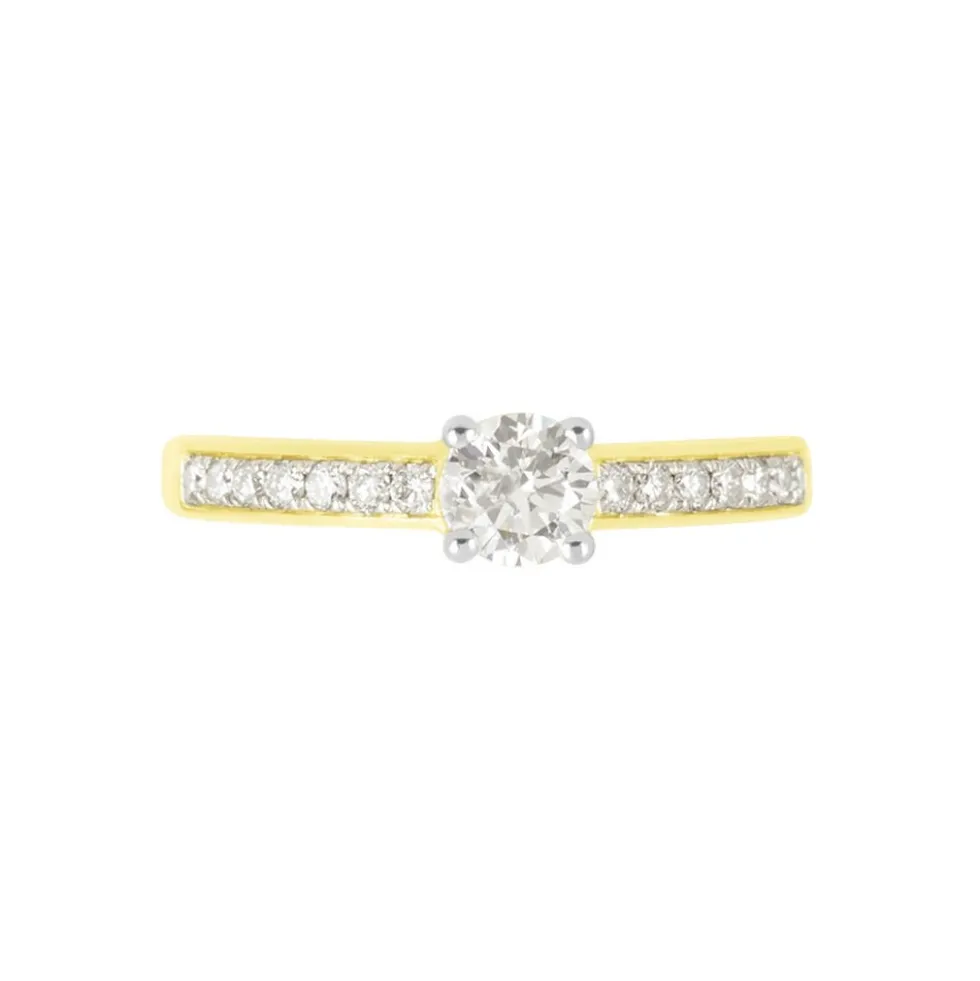 Bague Solitaire Accompagné Aramis Or Jaune Diamant Synthétique