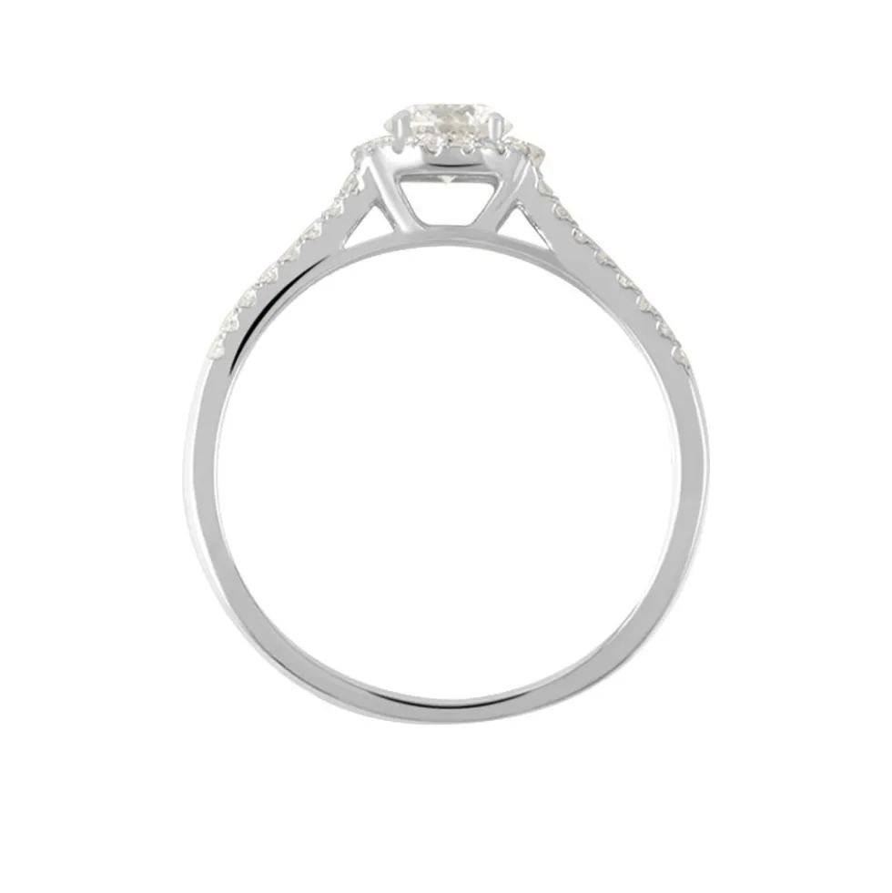 Bague Solitaire Accompagné Sosanna Or Blanc Diamant Synthétique