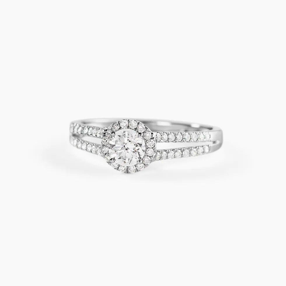 Bague Solitaire Accompagné Sosanna Or Blanc Diamant Synthétique