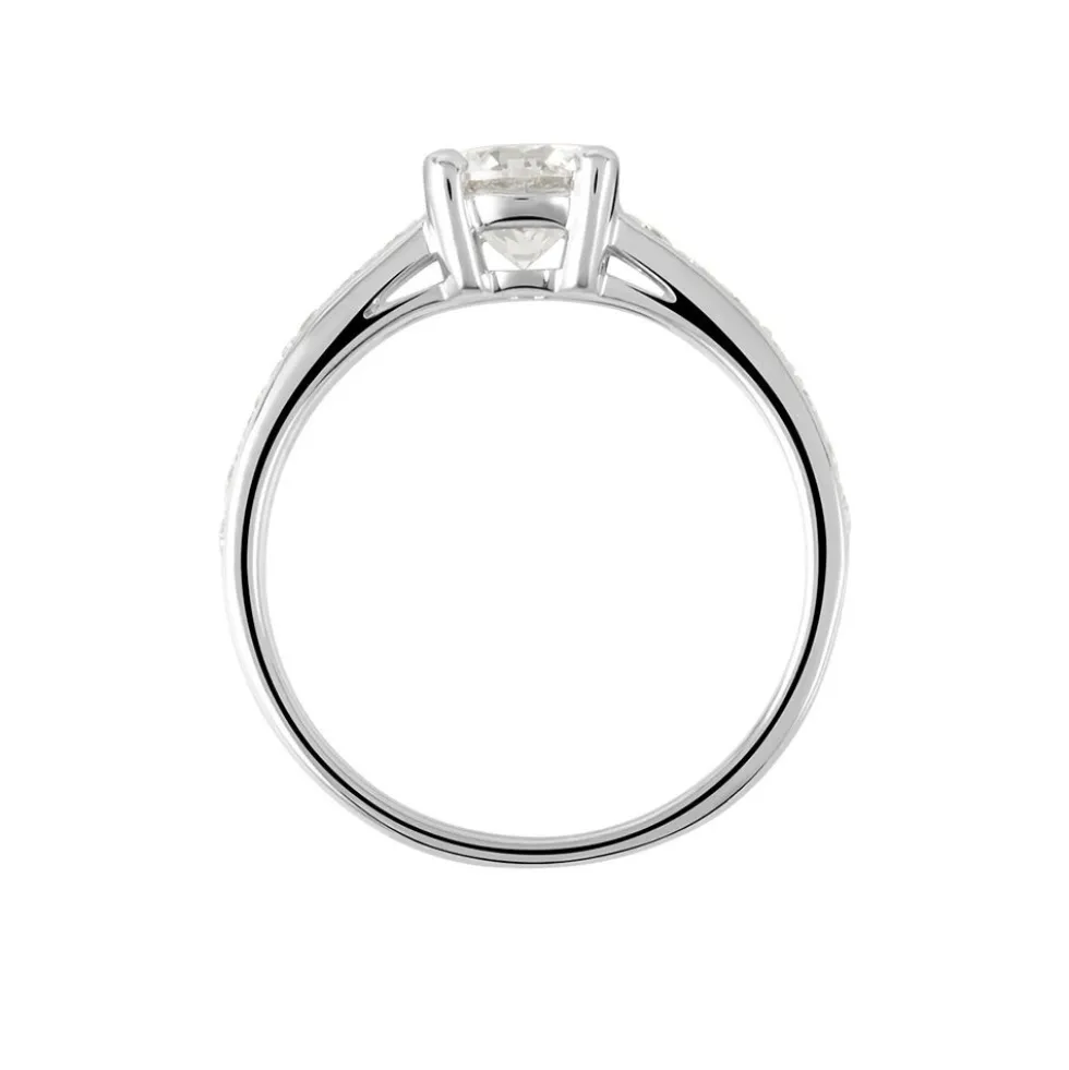 Bague Solitaire Accompagné Aramis Or Blanc Diamant Synthétique