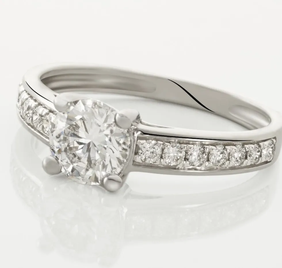 Bague Solitaire Accompagné Aramis Or Blanc Diamant Synthétique