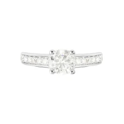 Bague Solitaire Accompagné Aramis Or Blanc Diamant Synthétique