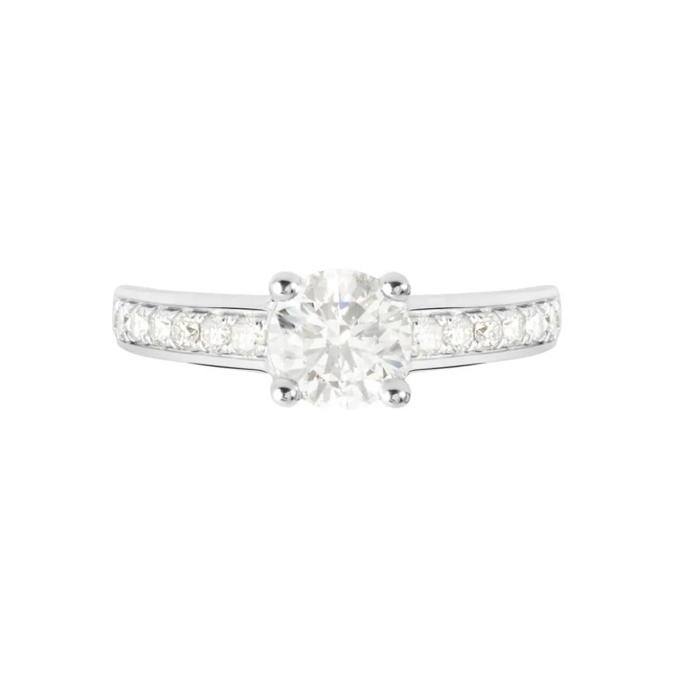 Bague Solitaire Accompagné Aramis Or Blanc Diamant Synthétique