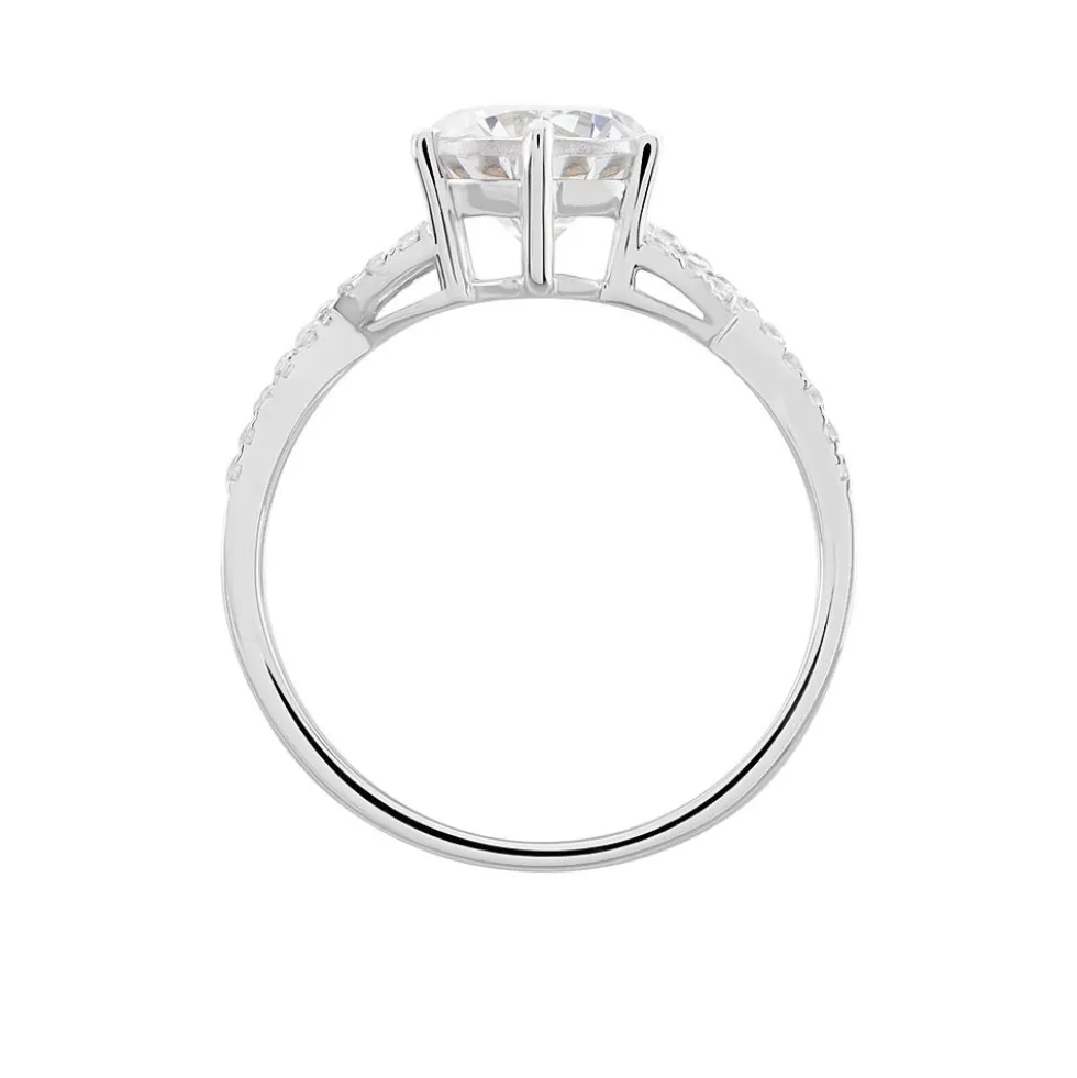 Bague Solitaire Alassane Or Blanc Oxyde De Zirconium