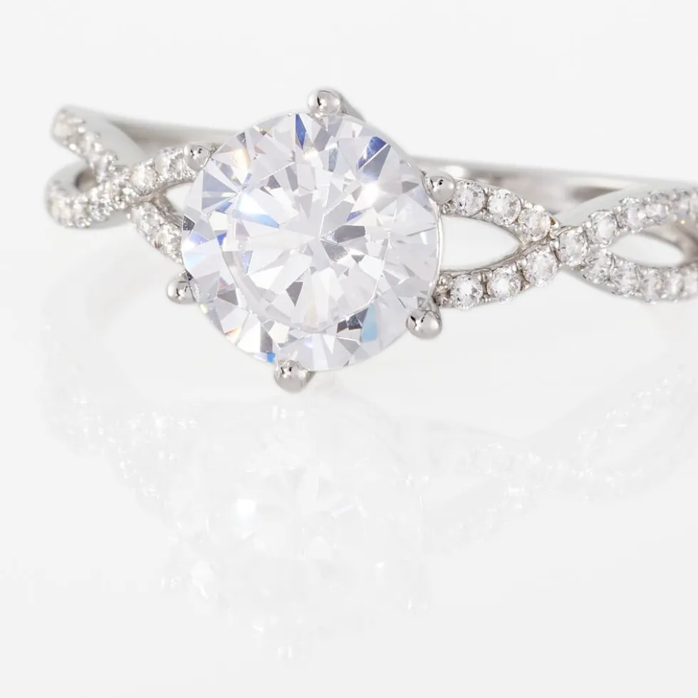Bague Solitaire Alassane Or Blanc Oxyde De Zirconium