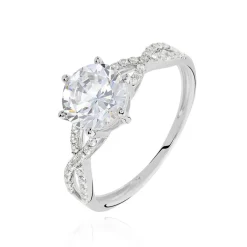 Bague Solitaire Alassane Or Blanc Oxyde De Zirconium