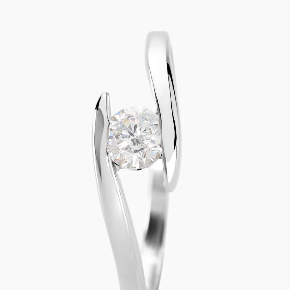 Bague Solitaire Camilia Or Blanc Oxyde De Zirconium