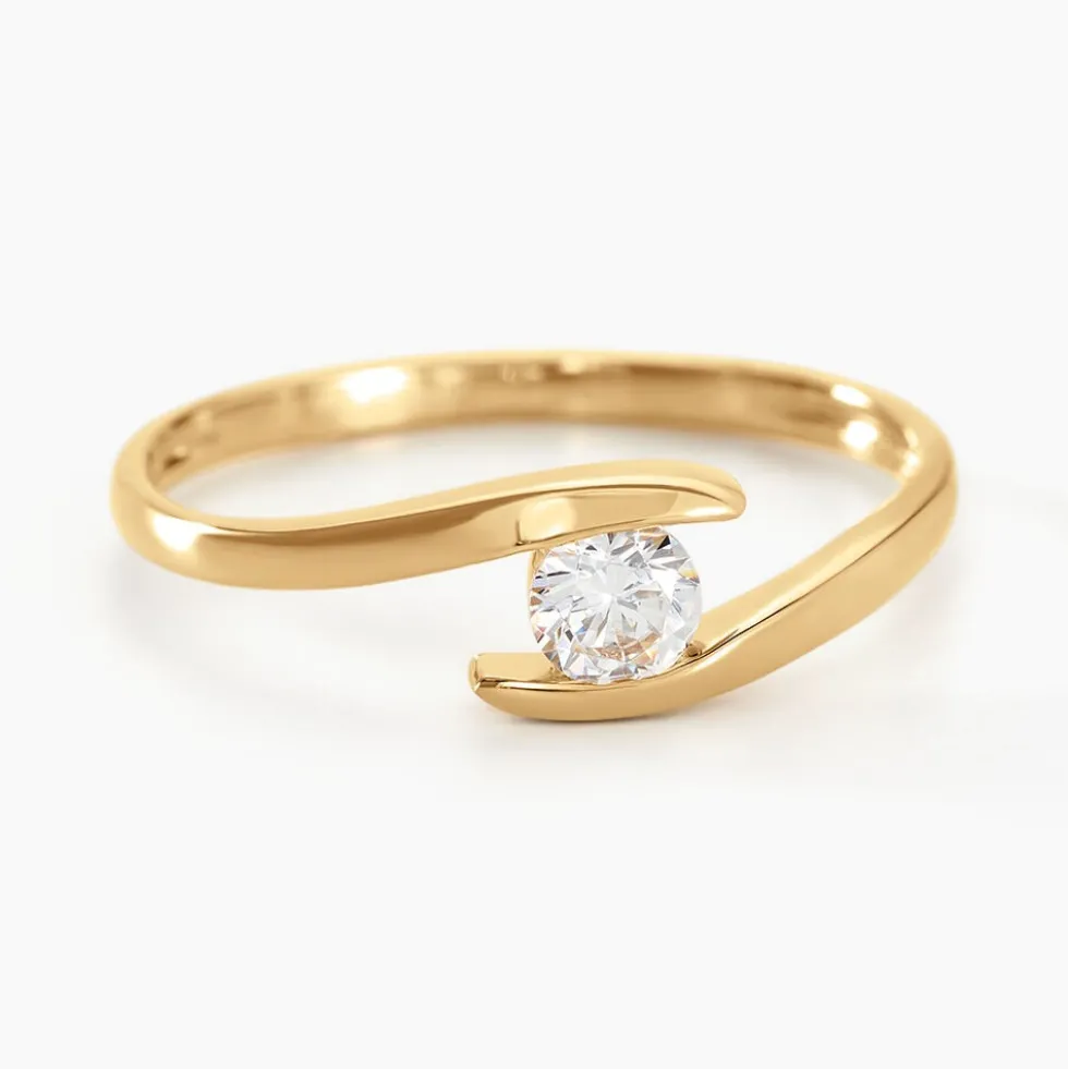 Bague Solitaire Camilia Or Jaune Oxyde De Zirconium