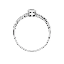 Bague Solitaire Ceridwen 3 Rangs Or Blanc Oxyde De Zirconium
