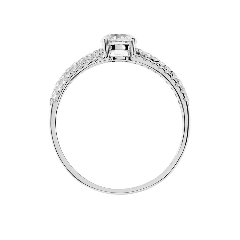 Bague Solitaire Ceridwen 3 Rangs Or Blanc Oxyde De Zirconium