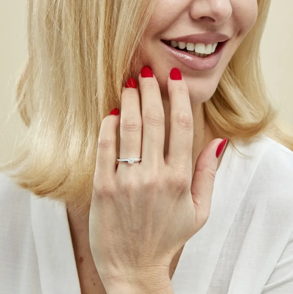 Bague Solitaire Flora Or Blanc Diamant