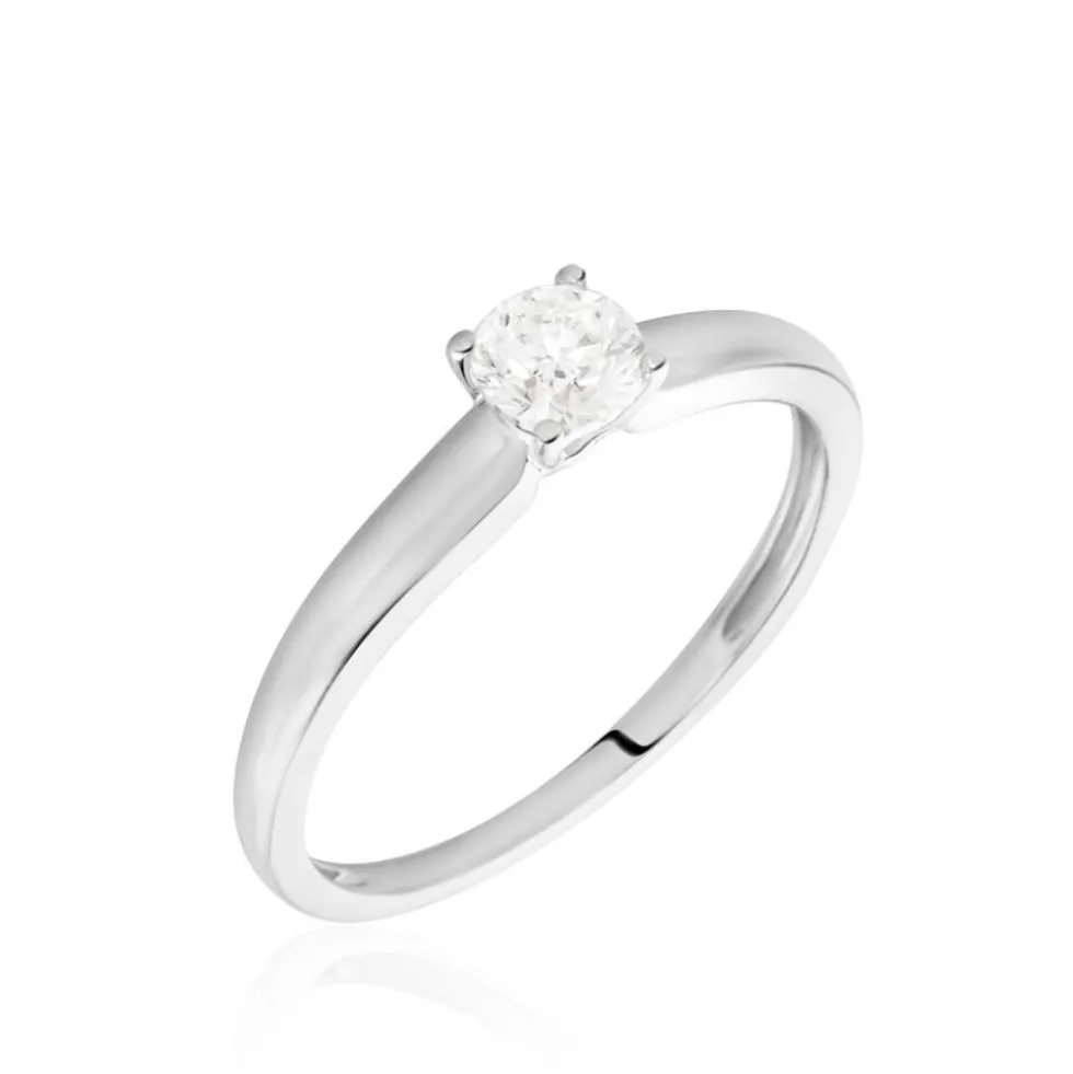Bague Solitaire Flora Or Blanc Diamant