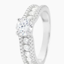 Bague Solitaire Hamane Argent Blanc Oxyde De Zirconium