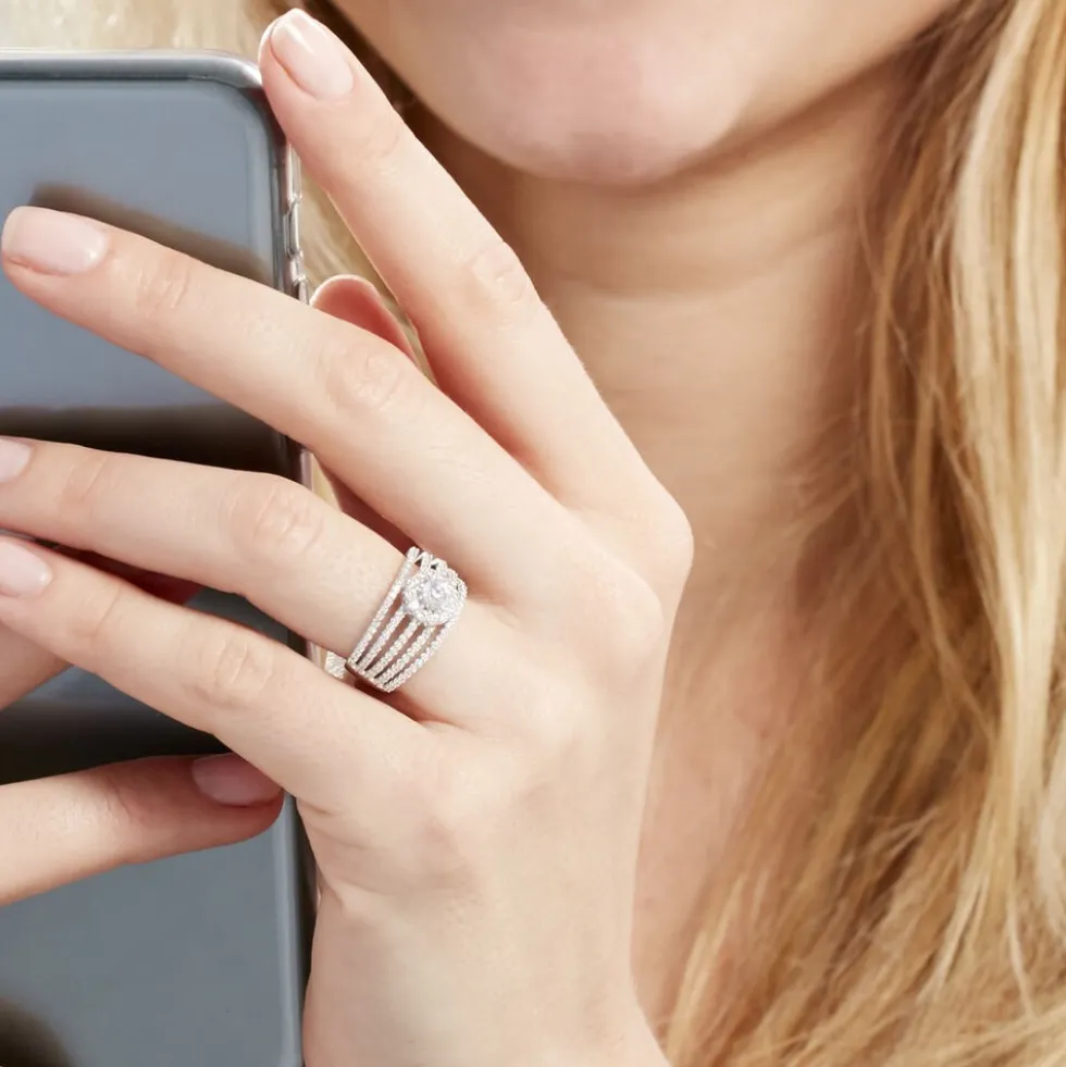 Bague Solitaire Iolente Argent Oxyde De Zirconium