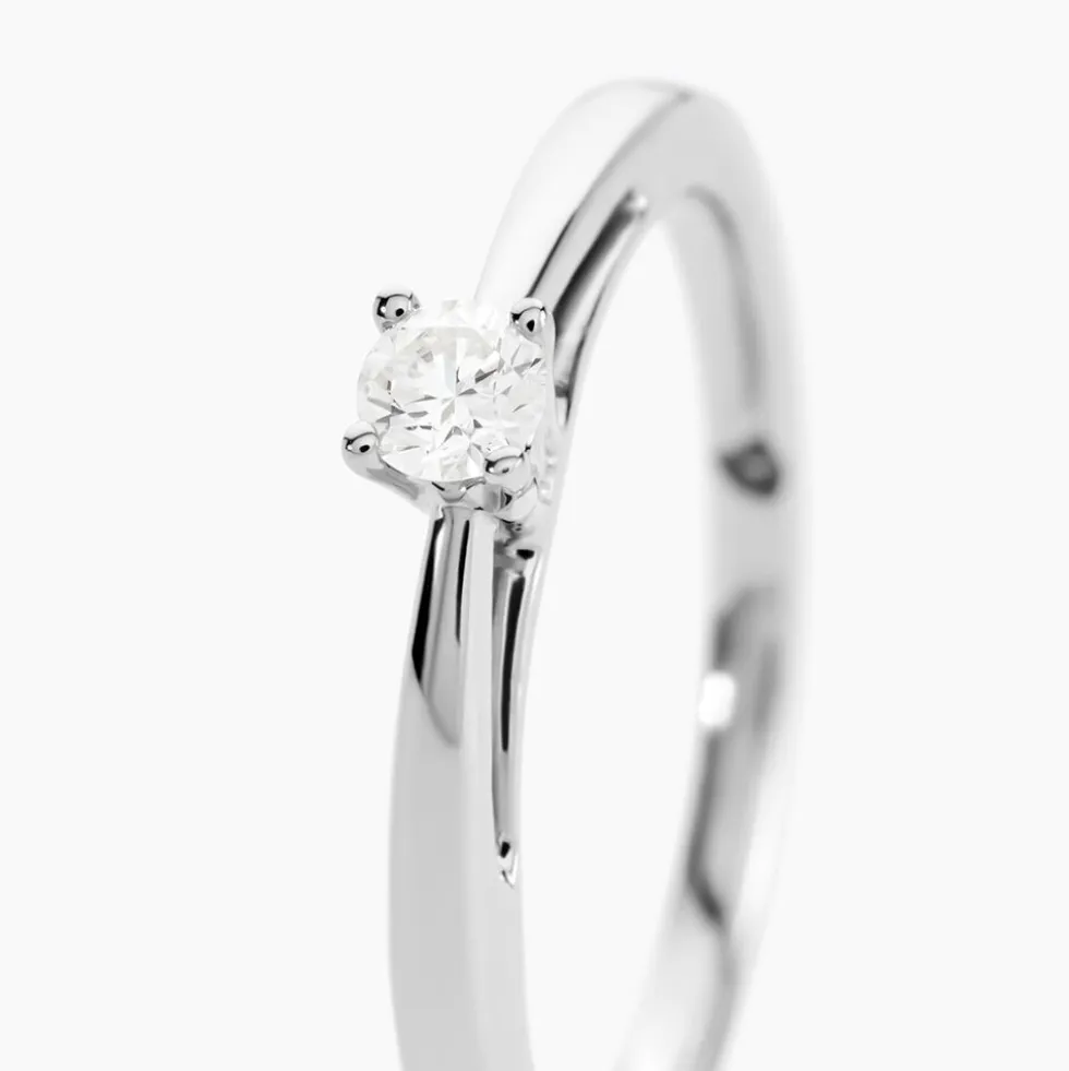 Bague Solitaire Iris Or Blanc Diamant