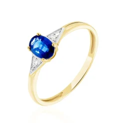 Bague Solitaire Ludmilla Or Jaune Saphir Et Diamant