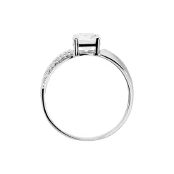 Bague Solitaire Messine Or Blanc Oxyde De Zirconium