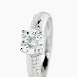 Bague Solitaire Messine Or Blanc Oxyde De Zirconium