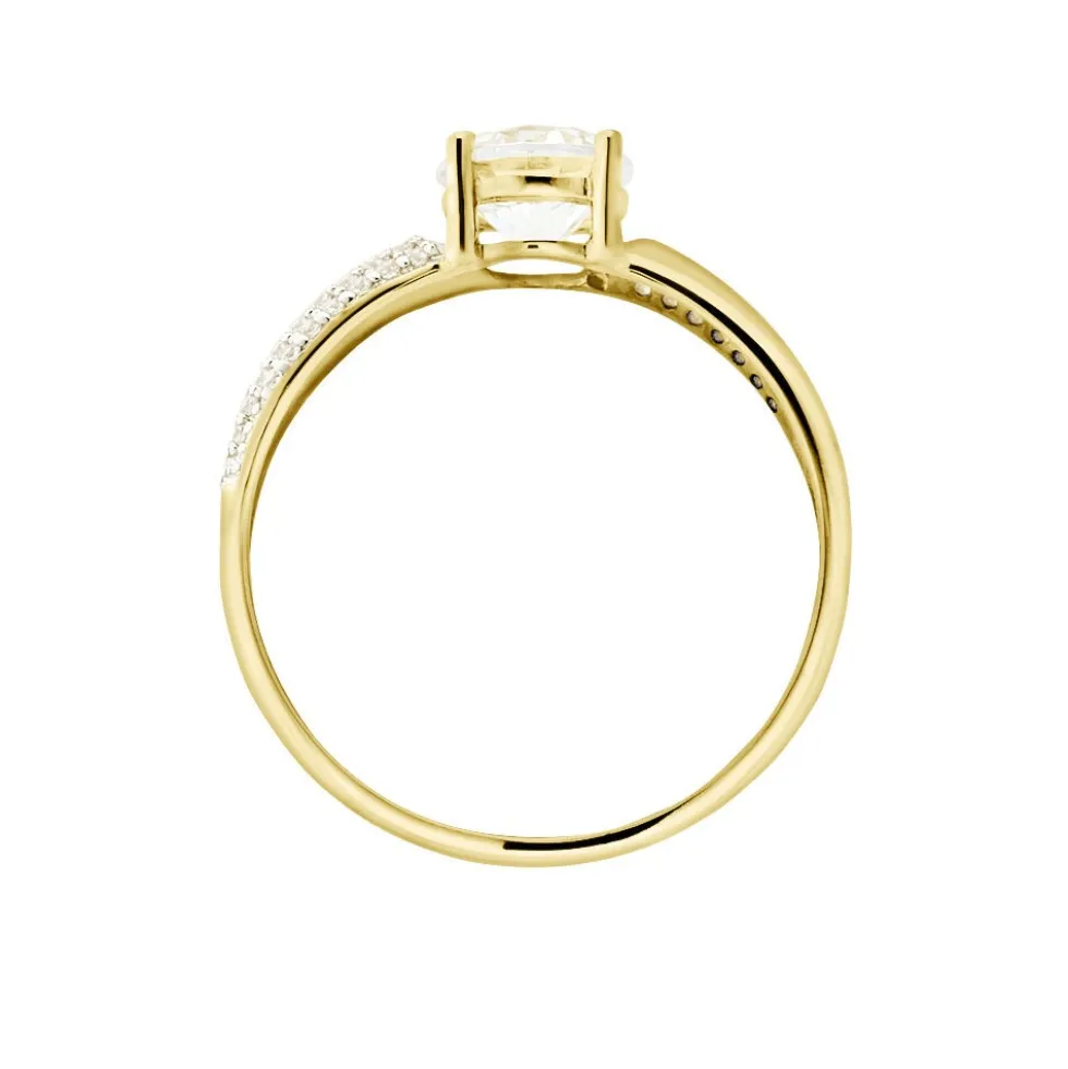 Bague Solitaire Messine Or Jaune Oxyde De Zirconium