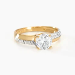 Bague Solitaire Messine Or Jaune Oxyde De Zirconium