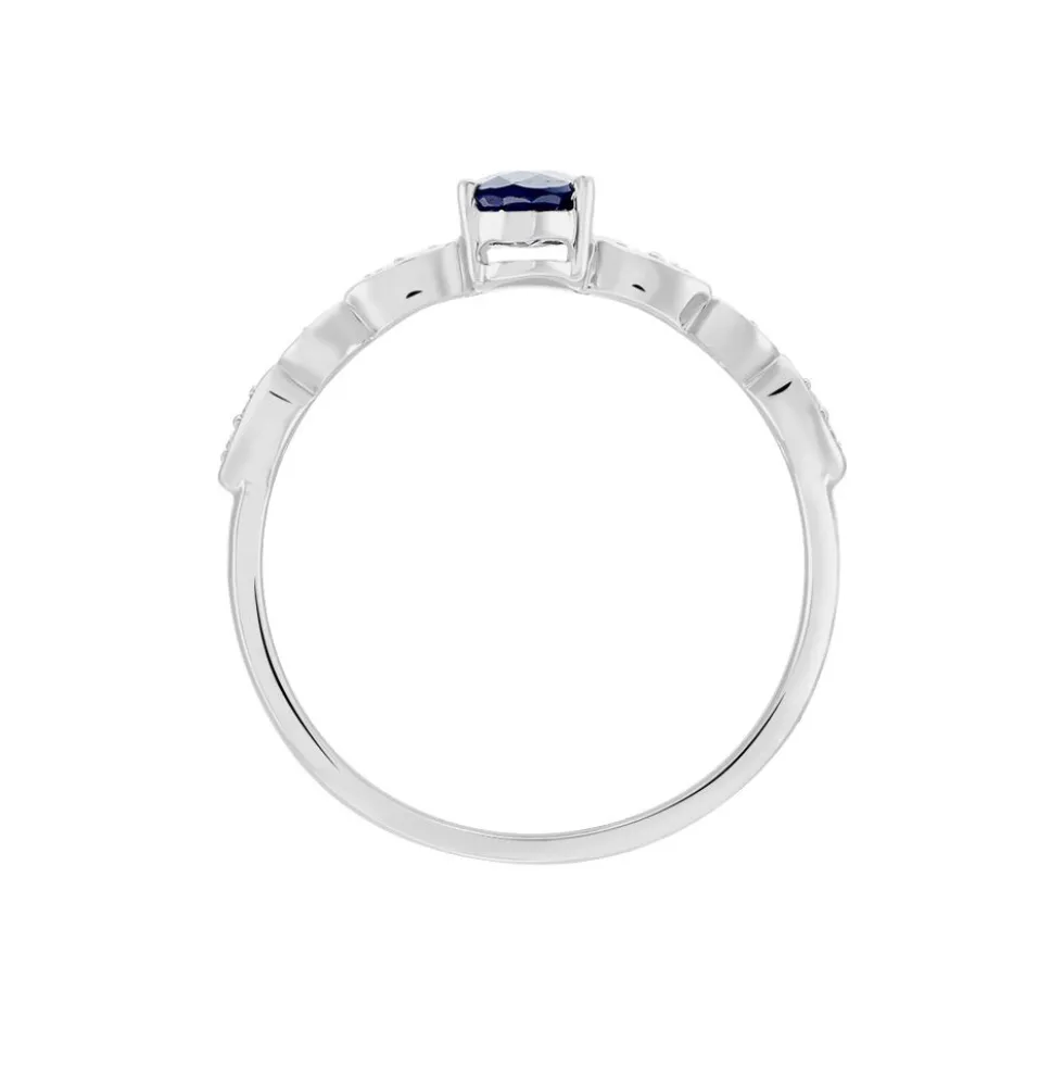 Bague Solitaire Michaela Or Blanc Saphir Et Diamant