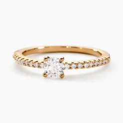 Bague Solitaire Mireilla Plaqué Or Jaune Oxyde De Zirconium