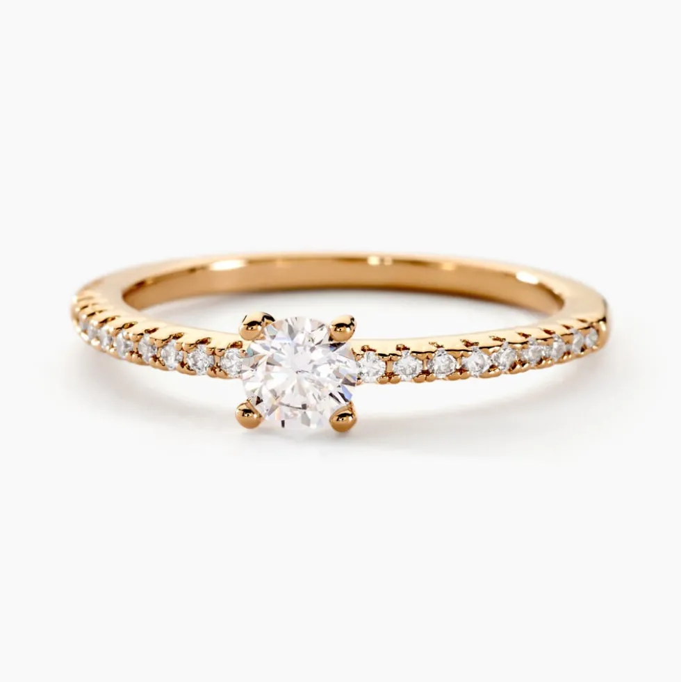 Bague Solitaire Mireilla Plaqué Or Jaune Oxyde De Zirconium