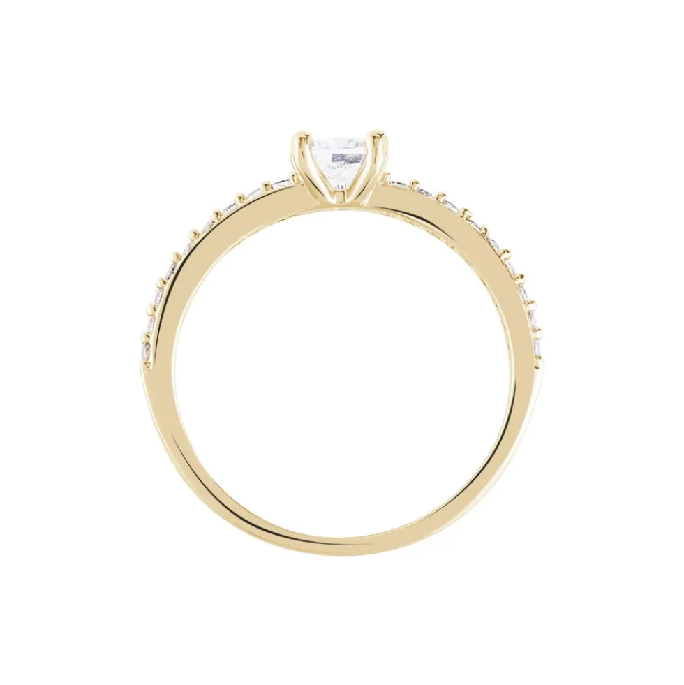 Bague Solitaire Mireilla Plaqué Or Jaune Oxyde De Zirconium