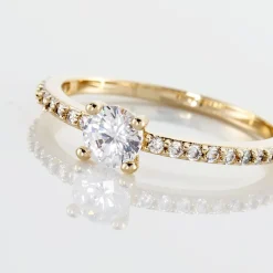 Bague Solitaire Mireilla Plaqué Or Jaune Oxyde De Zirconium