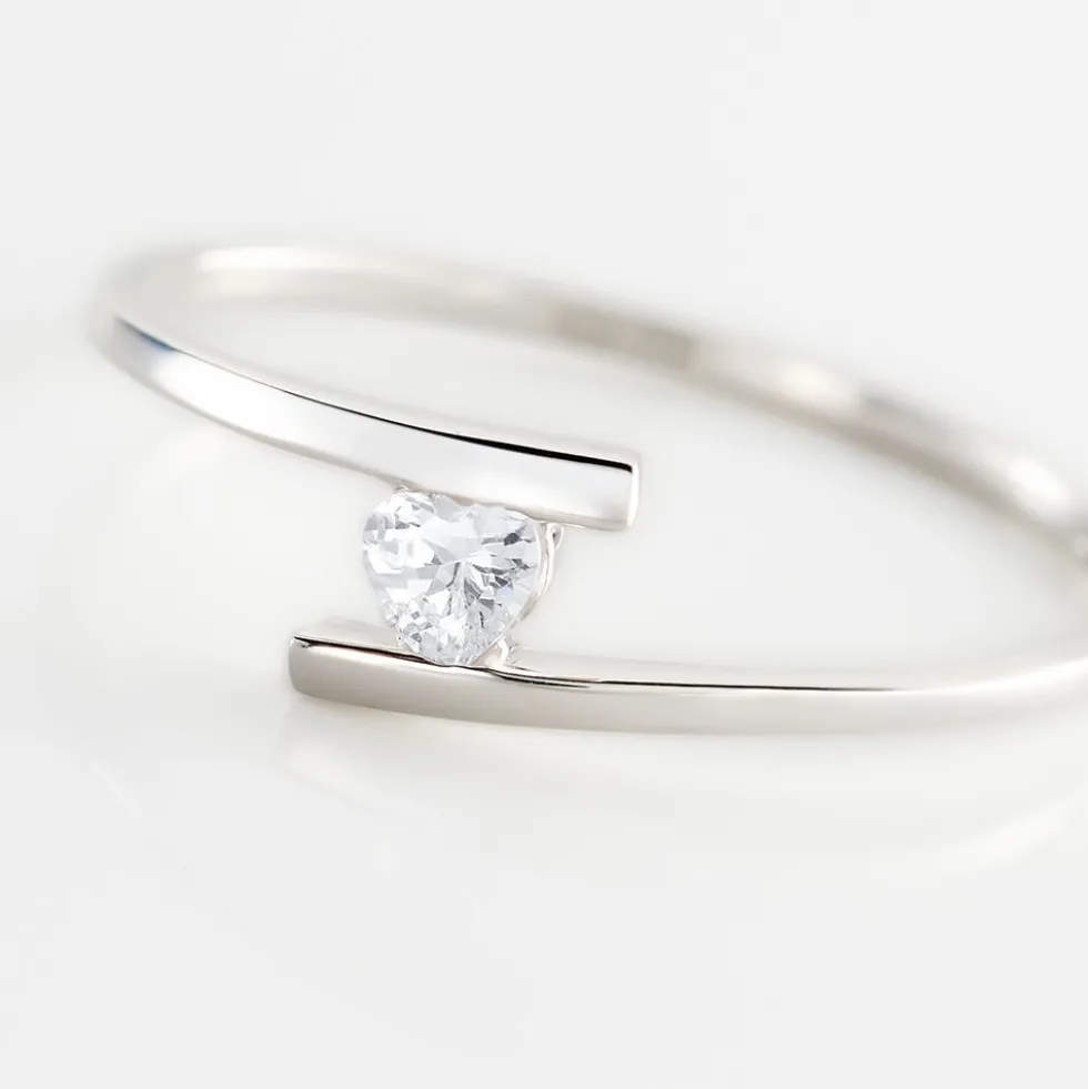 Bague Solitaire Moera Or Blanc Oxyde De Zirconium
