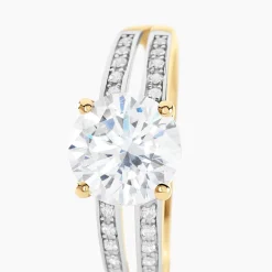 Bague Solitaire Or Jaune Anthyme Oxyde De Zirconium