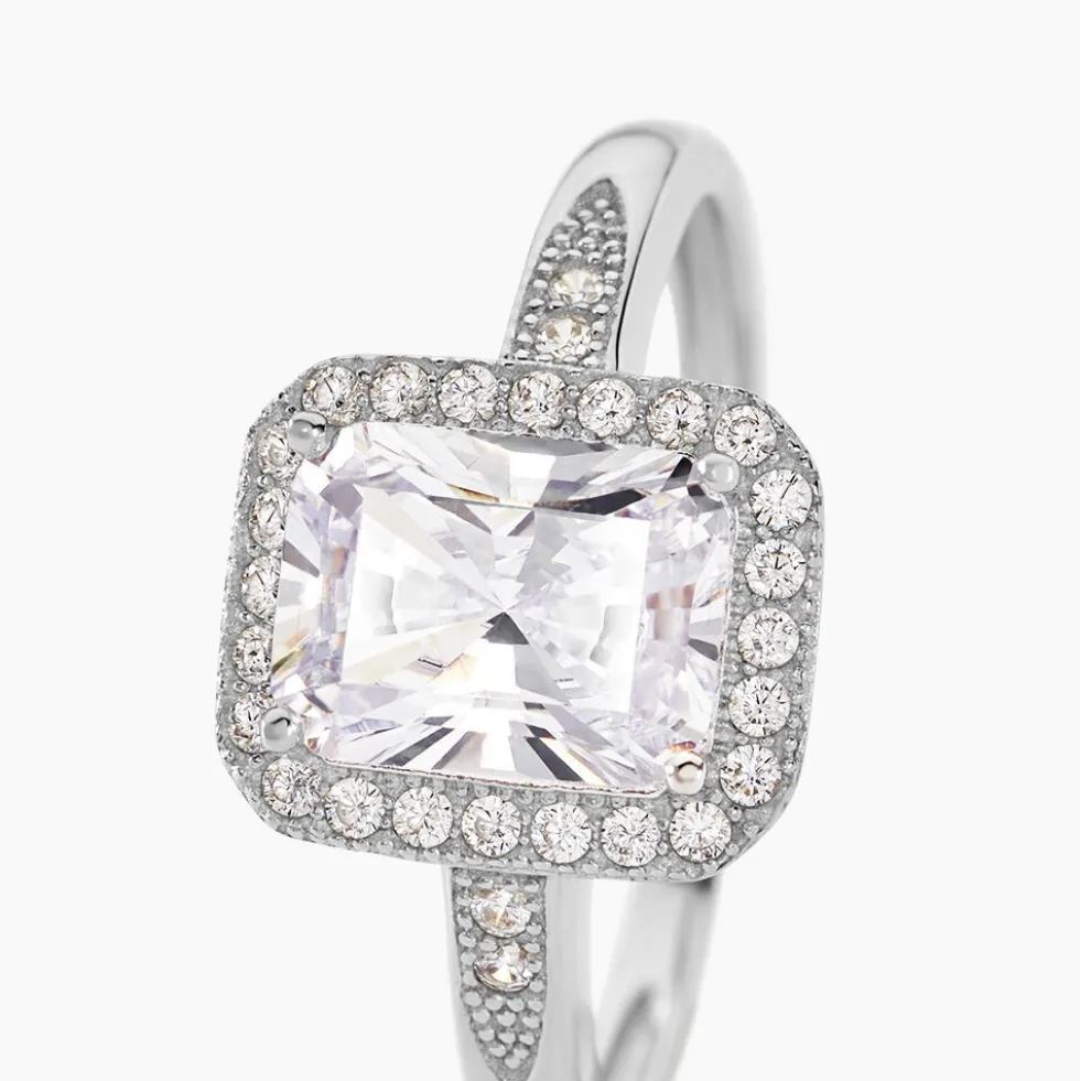 Bague Solitaire Pilar Argent Blanc Oxyde De Zirconium