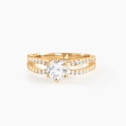 Bague Solitaire Plaqué Or Jaune Melaina Oxyde De Zirconium