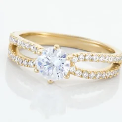 Bague Solitaire Plaqué Or Jaune Melaina Oxyde De Zirconium