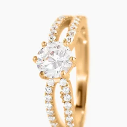 Bague Solitaire Plaqué Or Jaune Melaina Oxyde De Zirconium
