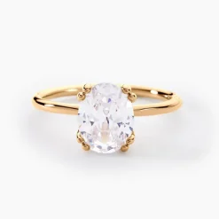 Bague Solitaire Plaqué Or Liber Oxyde De Zirconium