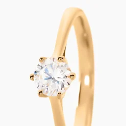 Bague Solitaire Plaqué Or Jaune Eulia Oxyde De Zirconium