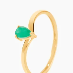 Bague Solitaire Pluie D'Eclat Or Jaune Emeraude