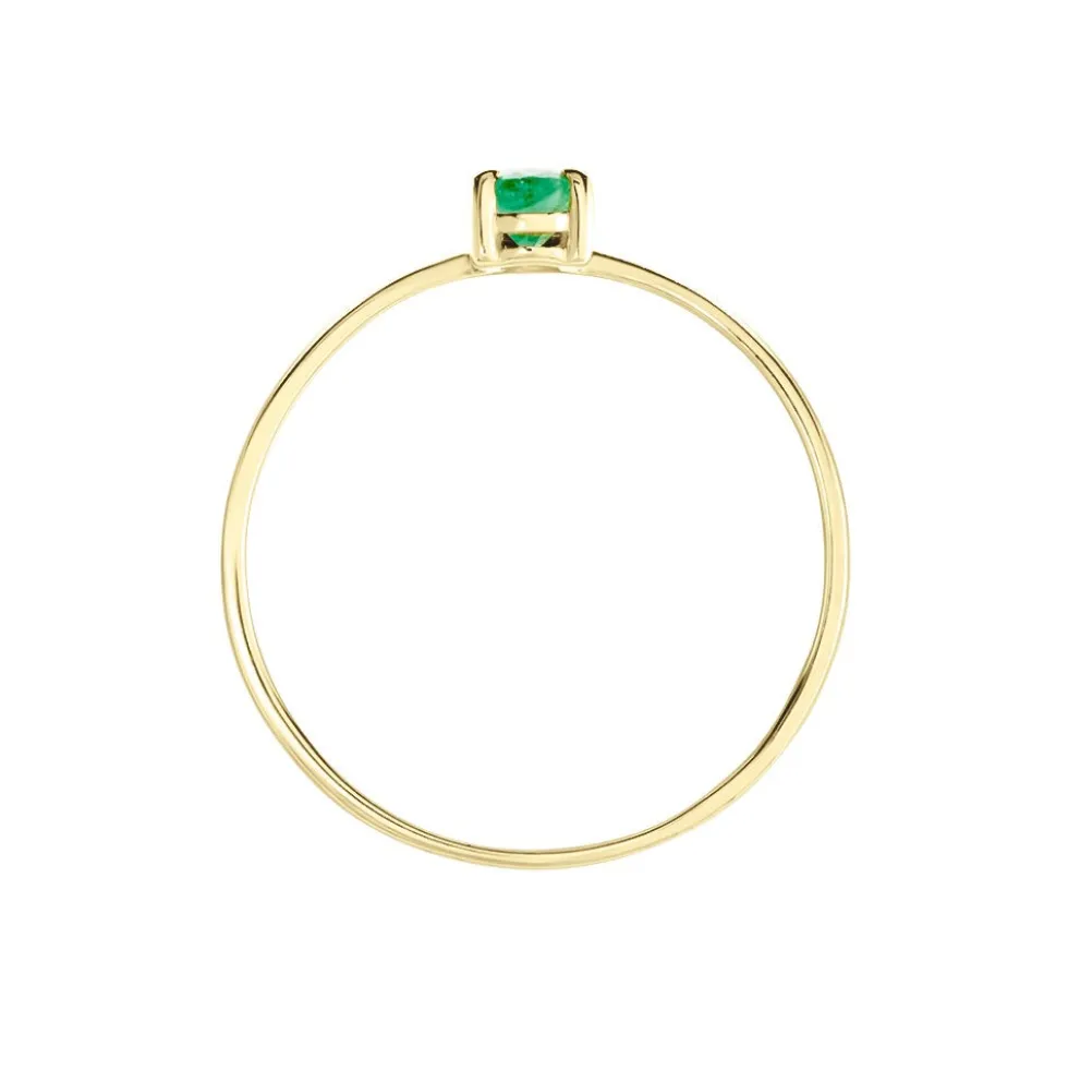 Bague Solitaire Pluie D'Eclat Or Jaune Emeraude