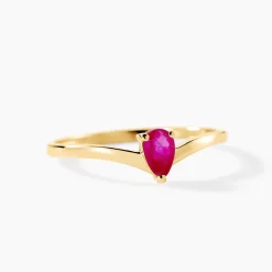 Bague Solitaire Pluie D'Eclat Or Jaune Rubis