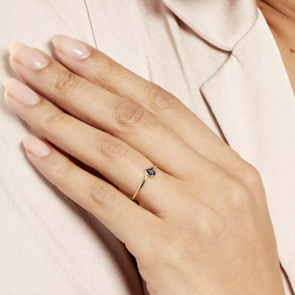 Bague Solitaire Pluie D'Eclat Or Jaune Saphir