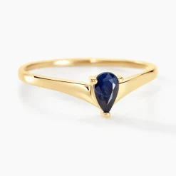 Bague Solitaire Pluie D'Eclat Or Jaune Saphir