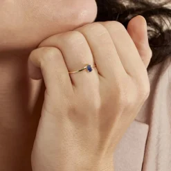 Bague Solitaire Pluie D'Eclat Or Jaune Saphir