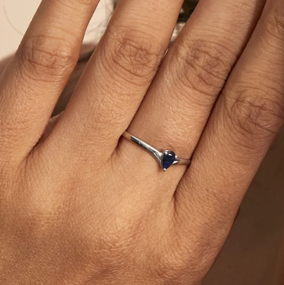 Bague Solitaire Pluie D'Eclat Or Blanc Saphir