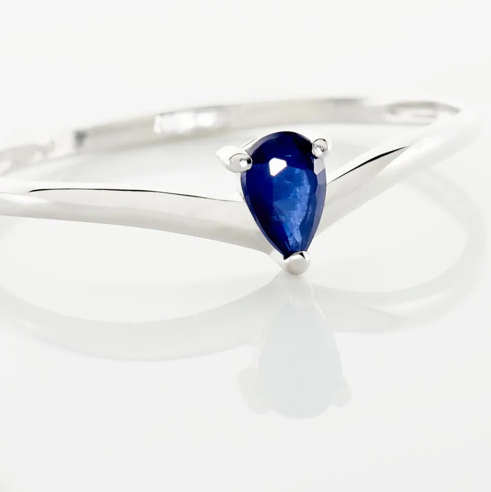 Bague Solitaire Pluie D'Eclat Or Blanc Saphir