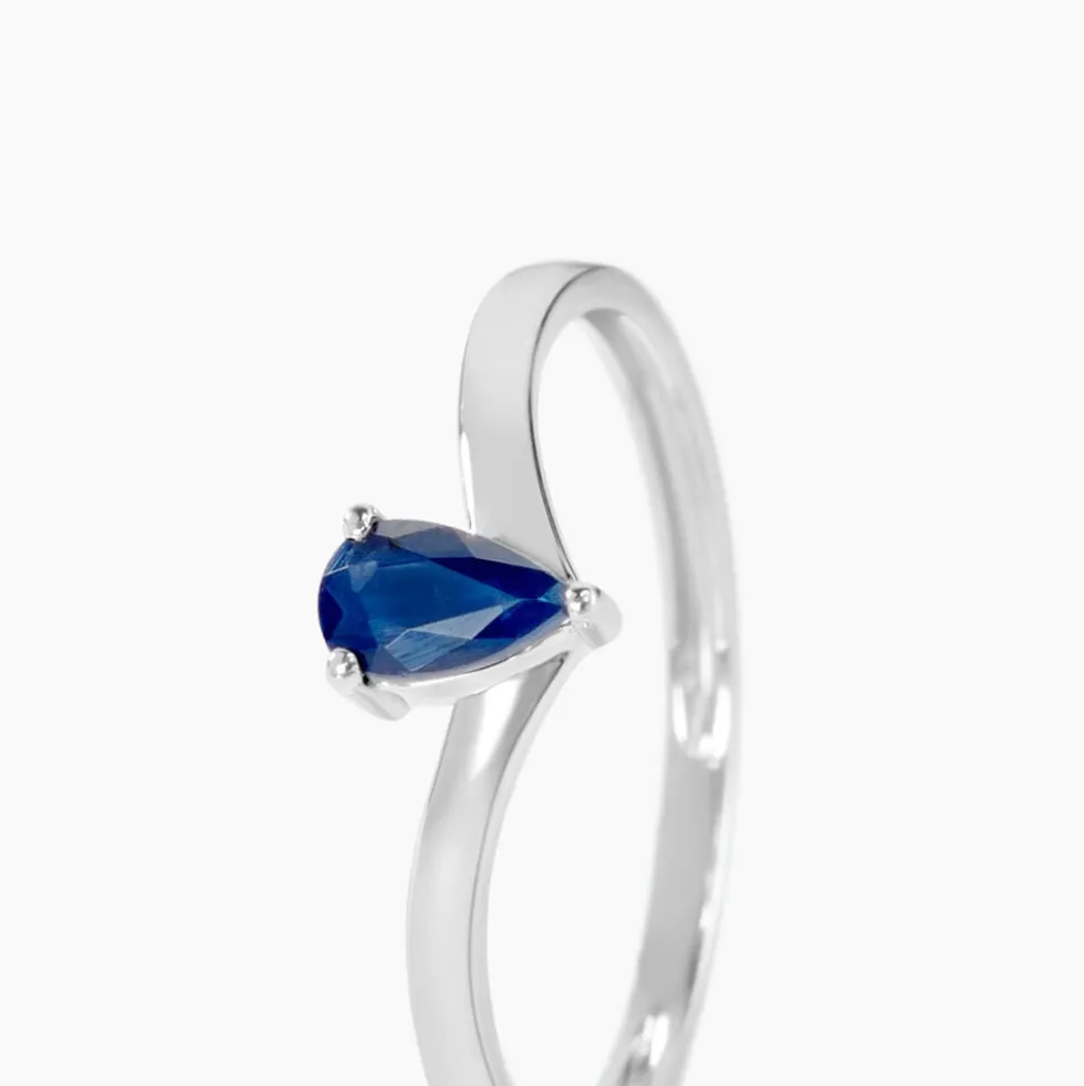 Bague Solitaire Pluie D'Eclat Or Blanc Saphir