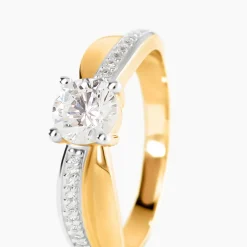Bague Solitaire Raska Or Jaune Oxyde De Zirconium