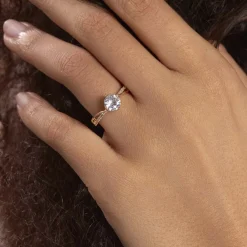 Bague Solitaire Sarah-lee Plaqué Or Jaune Oxyde De Zirconium